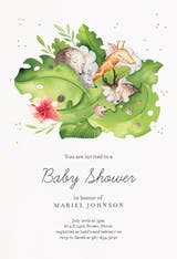 Sleeping baby animals - Invitación Para Baby Shower